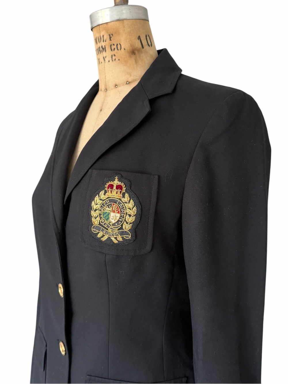 Lauren Ralph Lauren Black Crest Blazer Gold Buttons Size 2 - Picture 4 of 11